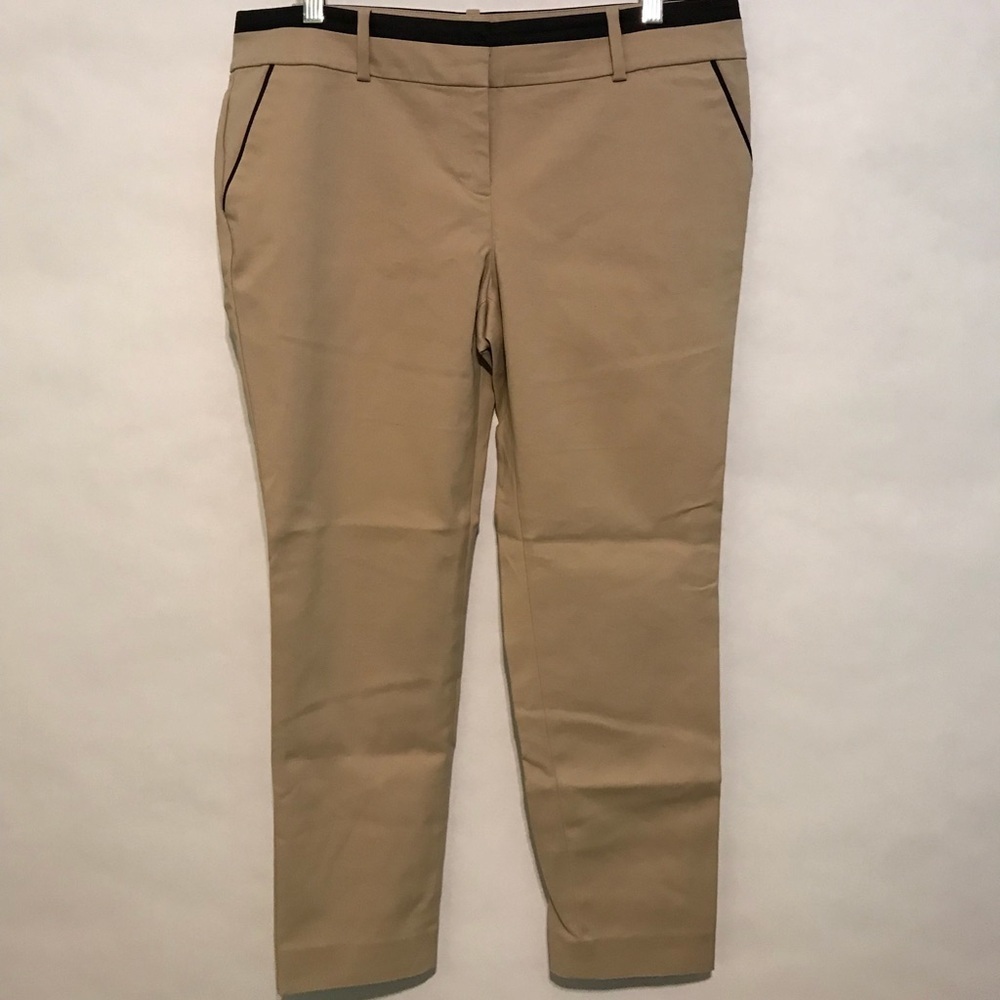 Ann Taylor Tan Skinny Pants with Black Trim - Picture 2 of 5